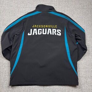 NFL Jacksonville Jaguars Softshell Jacket Mens Large Black Teal Full Zip Coat